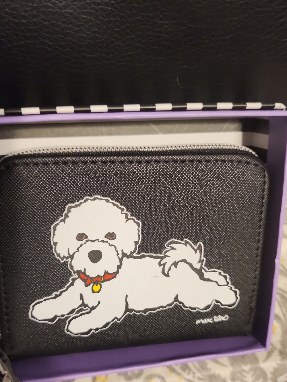Marc Tetro Black Bichon no Zip Wallet with Wrist Strap - Picture 2 of 3